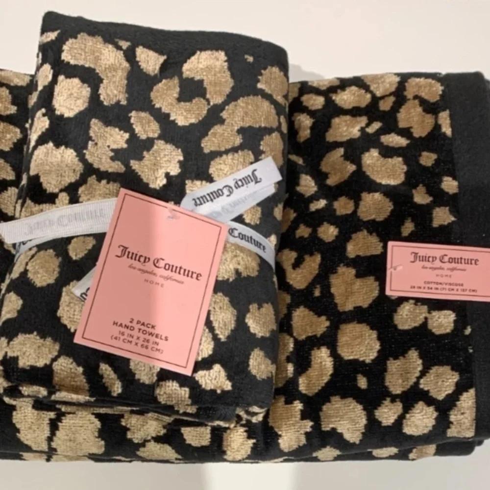 Juicy Couture Leopard Print Bath & Hand Towels 4 Piece Set